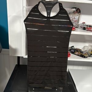 Black Sheer Striped Tank Top